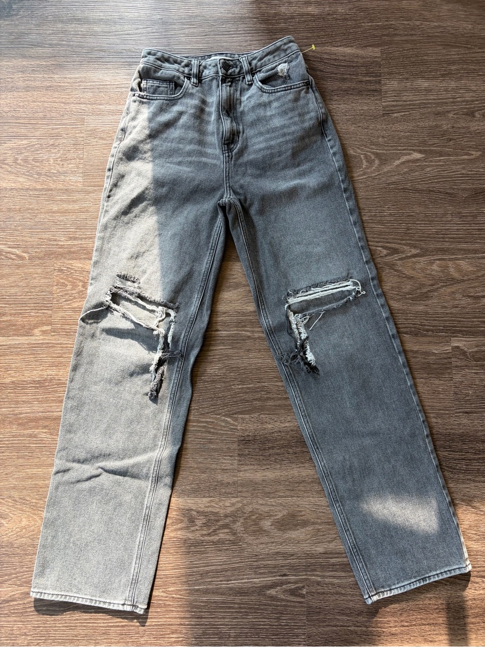 PacSun 90s Boyfriend Jeans | Gray Distressed High Rise Straight Leg | Size 26